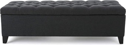 Christopher Knight Home Ottilie Fabric Storage Ottoman, Dark Grey Dimensions: 17.50”D x 51.00”W x 17.00”H