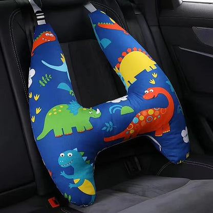 Generic Car Seat Belt Pillow and Adjuster Kit for Kids, Travel Pillow Headrest Neck Support Cushion Seatbelt Cover and Safety Strap Protection Pad for Body Protector Rest (Dinosaur)