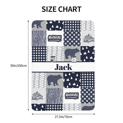 Personalized Baby Car Seat Canopy with Name, Custom Woodland Bear Baby Car Seats Covers for Baby Boy, Opening Minky Nursing Breastfeeding Cover for Infant, Carseat Canopies for Newborn