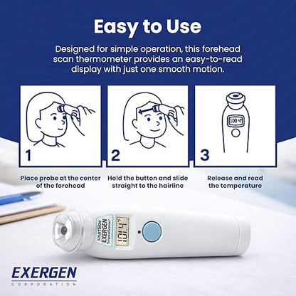Exergen TAT-2000C Temporal Artery Thermometer – Temporal Thermometer for Kids, Newborns & Adults, Soft Glow Display, Silent Mode, 9V Battery Included