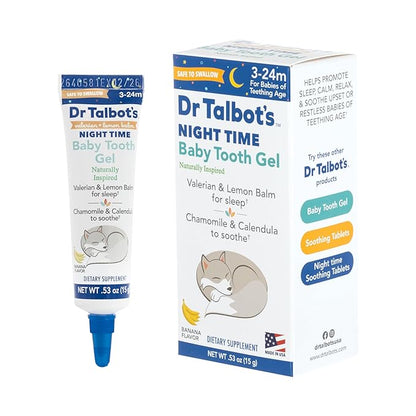 Dr. Talbot's Night Time Baby Tooth Gel for Sore Gums - .53 oz Tube - Banana Flavor - for Ages 3-24 Months