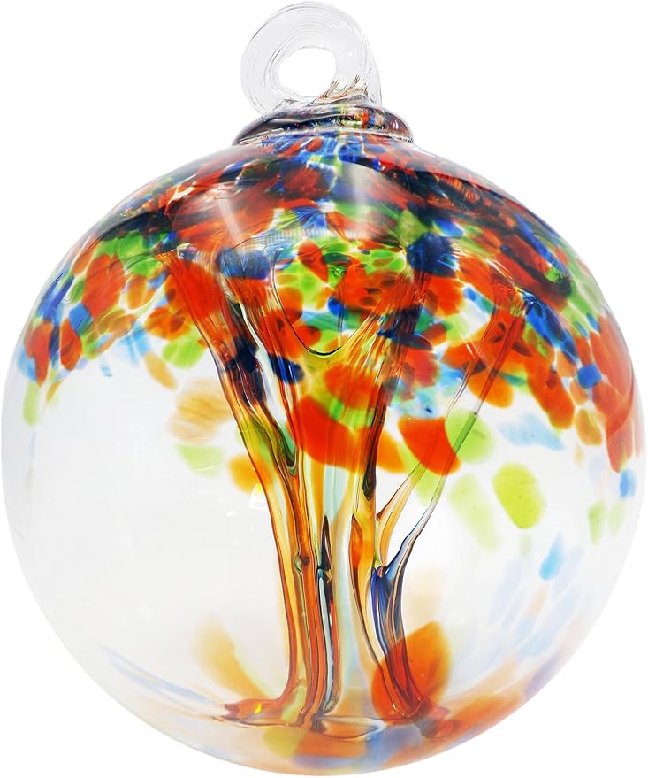 Dale Tiffany Hand Blown Glass, 3" Diameter Royal, Tree of Life Collection, Witch Globe Hanging Garden Indoor/Outdoor Decorative Ornament Gazing Ball
