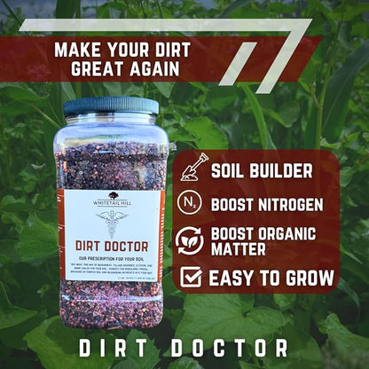 Dirt Doctor Food Plot Seed Mix for Deer, Perfect for Rebuilding Topsoil, Breaking up Compaction, and Recharging Nutrients, Buckwheat, Grain Sorghum, 2 Clovers, Tillage Radishes