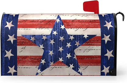 America Flag Mailbox Cover Large Size Magnetic Patriotic Star Mail Box Wrap 4th of July Memorial Letter Post Box Cover Independence Day Mailbox Covers for Outside Oversized 25.5 X 21 Inch