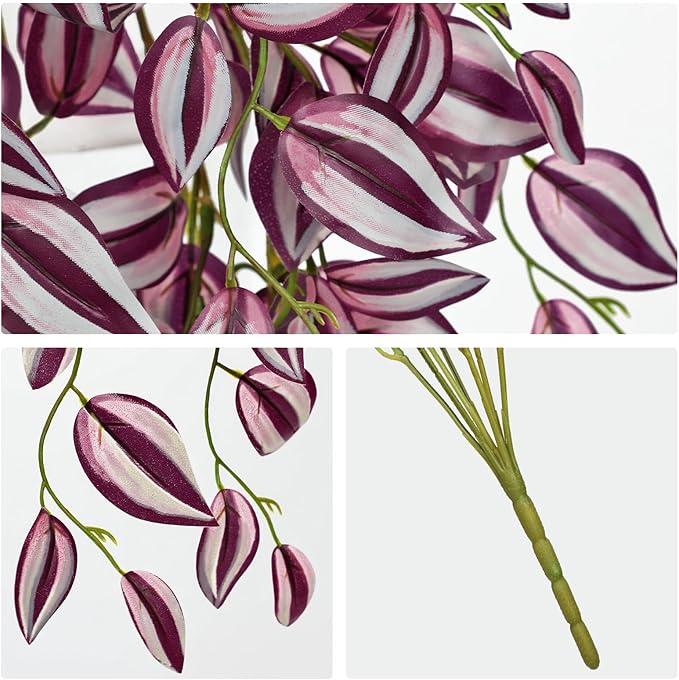 DILATATA Fake Hanging Plants Artificial Hanging Plants 22" Faux Wandering Jew Hanging Leaves Plant for Wall Shelf Home Indoor Outdoor Decor - 5 Pack