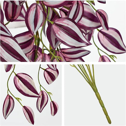 DILATATA Fake Hanging Plants Artificial Hanging Plants 22" Faux Wandering Jew Hanging Leaves Plant for Wall Shelf Home Indoor Outdoor Decor - 5 Pack