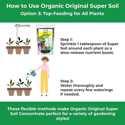 Organic Original Super Soil Concentrate with Mycorrhizae – Living Soil Boosts Roots & Buds for Seeds & Clones - Indoor & Outdoor Growing - Mix 1:4 with Topsoil Potting Soil(4 quarts)