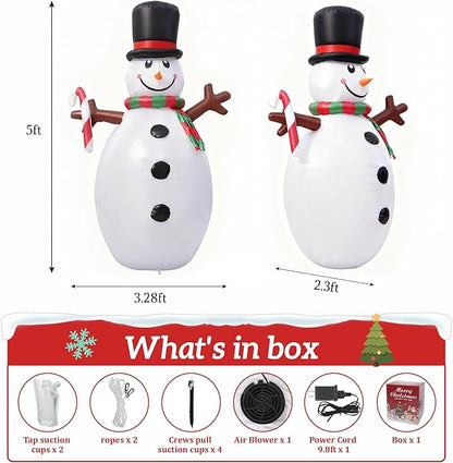 5FT Christmas Inflatables Outdoor Decoration, Snowman Inflatable Christmas Decorations Yard Decor Christmas Party Outdoor, Garden, Lawn