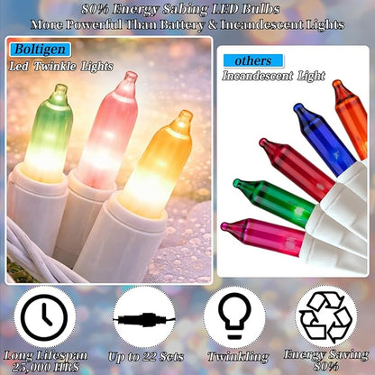 Boltigen Easter Slow Twinkle Lights with White Wire, 100 LED Christmas Pastel String Light, 27FT UL Certified Waterproof Connectable for Indoor Outdoor Christmas Holiday Wedding Garden Decor