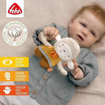Fehn fehnNATUR rustling sheep - Activity Soft Toy for Grasping and Playing - Motor Skills Toys & Rustling Toys for Babies and Young Children from 0+ Months