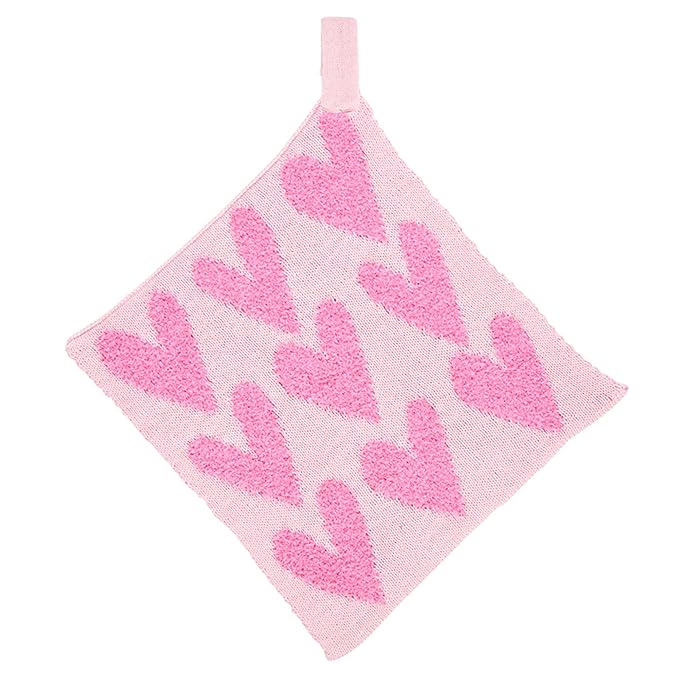 Stephan Baby Plush Blankets - Soft Absorbent Blankie with Paci-Clip for Pacifiers and Teething Toys, 9" Square, Hearts