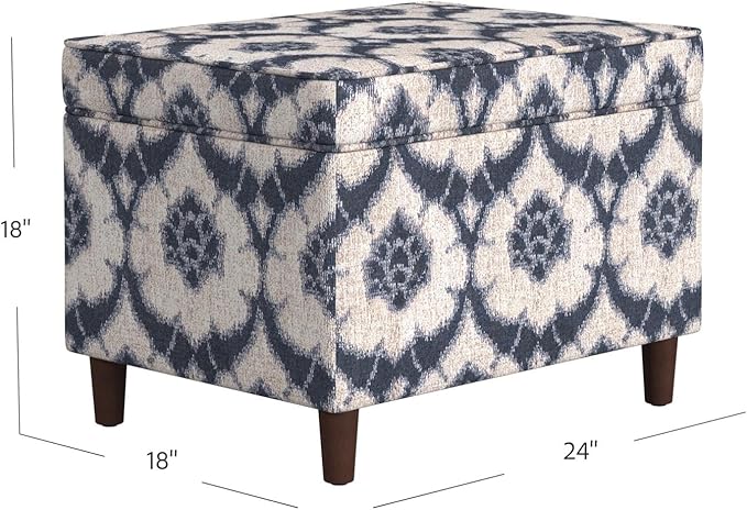 Home Decor | Dinah Collection Modern Storage Ottoman | Ottoman with Storage for Living Room & Bedroom(Blue Medallion Print)