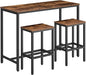 HOOBRO Bar Table and Chairs Set, 47.2” Rectangular Pub Table with 2 Stools for Small Space, High Top Table, 3-Piece Breakfast stools Set, Sturdy Metal Frame, Easy to Assemble, Rustic Brown BF52BT01