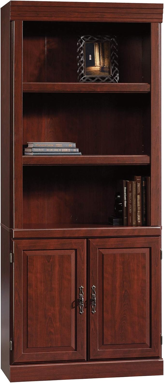 Sauder Heritage Hill Library with Doors/Book Shelf, L:29.80" x W:12.99" x H:71.26", Classic Cherry
