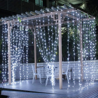 Lighting EVER 594 LED Curtain Lights Cool White, Hanging Fairy String Lights for Bedroom Wall, Indoor Outdoor Backdrop Lights for Wedding, Party, Patio Gazebo (20x10ft, 27 Strings, 9" Apart)