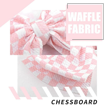 YanJie 7’’ Pink Checkered Bow for Baby Girl Racing Bows Plaid Headbands for Newborns Infants Toddlers Two Fast Birthday Girls Hair Accessories