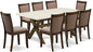 East West Furniture X727MZ748-9 9 Piece Dining Table Set Includes a Rectangle Dining Room Table with X-Legs and 8 Coffee Linen Fabric Upholstered Chairs, 40x72 Inch, Multi-Color