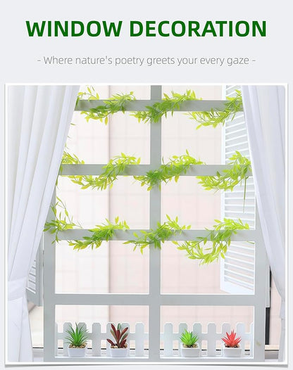 5 Pack Artificial Hanging Willow Vine (3.3ft) - Fake Greenery Plants for Indoor/Outdoor Decor, Wedding & Photography - Pure Green Design (No Basket Included)