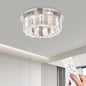 11.8" Dimmable Crystal Chandelier Modern LED Flush Mount Mini Ceiling Light Fixtures with Remote Control Crystal Round Chandeliers Light for Hallway Bedroom Kitchen