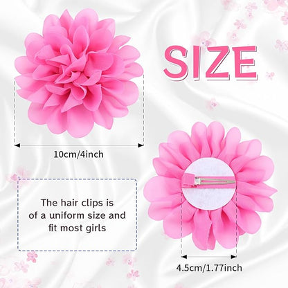 Cinaci 25 Pack Solid Big 4" Chiffon Flower Alligator Hair Clips Barrettes Hairpins Accessories for Baby Girls Infants Toddlers Kids Teens Women