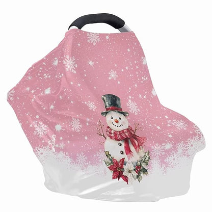 AFPANQZ Snowman Nursing Cover Breastfeeding Covers Stretchy Babies Car Seat Cover Soft Breathable Infant Carseat Canopy Shopping Cart Stroller Canopy for Baby
