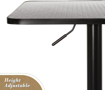 Athena Collection Modern Bar Table Square Top Height Adjustable, Tall Bistro Pub Cocktail Table Height Top and Sturdy Base, Suitable for Home Kitchen Pub Restaurant Outdoor, Silver