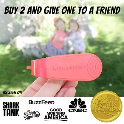 UnbuckleMe Car Seat Buckle Release Tool (As Seen on Shark Tank) - Easy Opener Aid for Arthritis, Long Nails, Older Kids - Button Pusher for Infant, Toddler Car Seats (2 Pack, Pink & Purple)