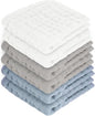 MIGIOL Baby Washcloths 100% Cotton Size is 12x12 inches. Lightweight, Portable, and Ideal for use at Home or on The go. (White & Grey 6 Pieces)