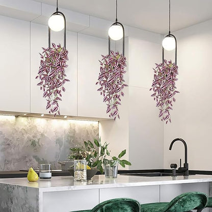 DILATATA Fake Hanging Plants Artificial Hanging Plants 22" Faux Wandering Jew Hanging Leaves Plant for Wall Shelf Home Indoor Outdoor Decor - 5 Pack