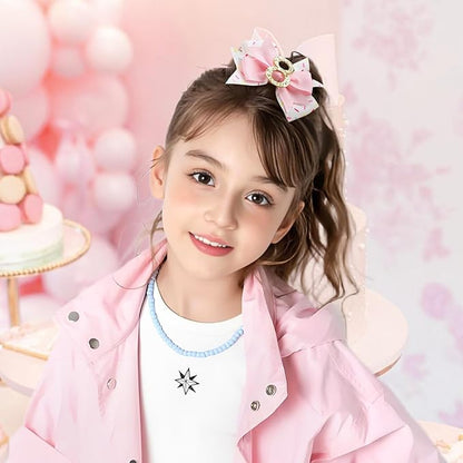 YanJie 1pcs 4'' Baby Hair Bow for 8 Years Old 8th Birthday Outfit Girl Birthday Decorations for Girl Glitter Infants Hair Clips Accessories with Bows
