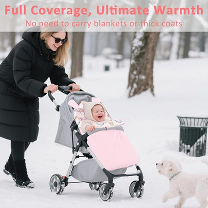 Carseat Blankets for Babies Winter, Warm Toddler Carseat Swaddle Blanket, Infant Stroller Bunting Bag Footmuff for Cold Weather, Universal, Windproof (Pink)