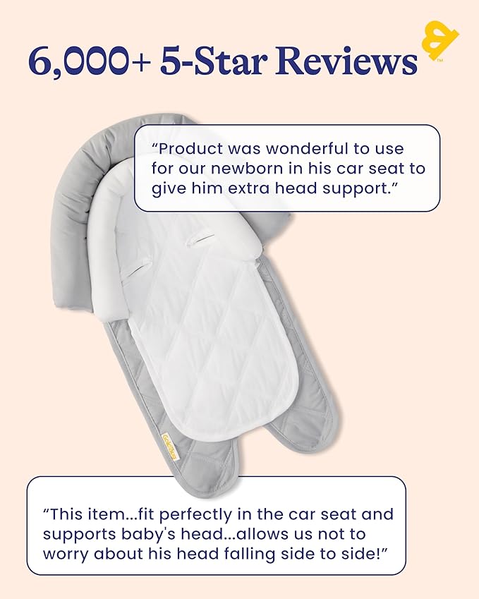 GoldBug Baby & Toddler 2-in-1 Duo Head Support for Car Seats - Grey