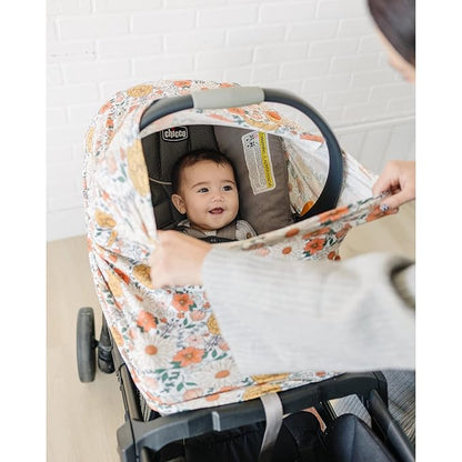 Konssy Baby Car Seat Covers- Multi-use Carseat Canopy for Babies, Stretchy Infant Carseat Cover Boy, Shower Gifts for Unisex Boys and Girls