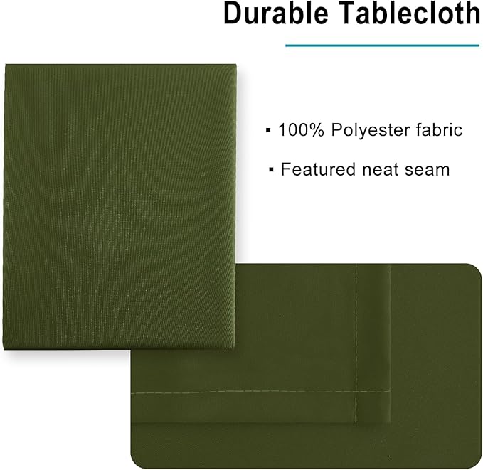 Hiasan Olive Green Tablecloth for Rectangle Tables - Waterproof Washable Polyester Fabric Table Cloth for Buffect Dining Birthday Party Wedding, 54 x 120 Inch