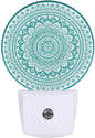 EKOBLA Mandala Plug-in Night Light, Teal Green Floral Mandala LED Nightlight with Dusk to Dawn Sensor for Kids, Adults & Grandparents