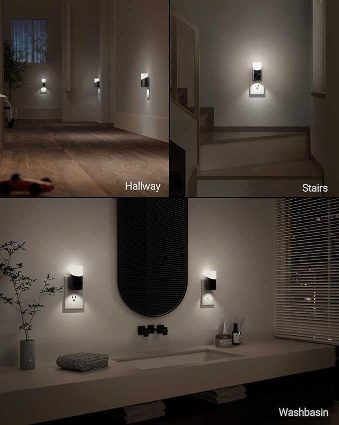 Lyridz Motion Sensor Night Light, LED Night Lights Plug into Wall, 1-150LM Dimmable Night Light Indoor for Hallway, Stairs, Bedroom, Garage, Bathroom, Toilet (Cool White, 2 Pack)