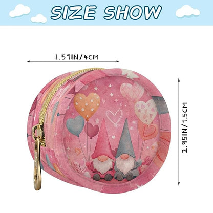Pacifier Holder with Clip Pacifier Case for Diaper Bag Round Baby Pacifier Pouch Box Bag Portable Valentine Gnomes Hearts Pink