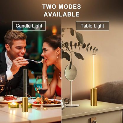 Portable Cordless Lamp, 3-Way Touch USB Rechargeable Battery Operated Table Lamp, Minimalist Small Lamp for Bedside and Kitchen, Ambient Light for Dining and Bar, Gold