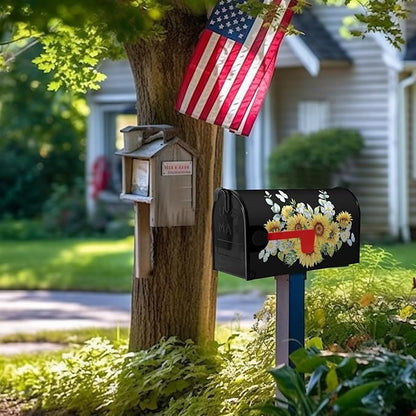 Summer Mailbox Cover Magnetic Summer Sunflower Waterproof Mail Wraps Spring Butterflies Floral Post Letter Box Covers Farmhouse Rustic Flowers Mailbox Covers Decor for Garden Yard 18x21 Inch