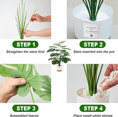 Guheake 26" Fake Plants Large, Tropical Palm Tree Artificial Monstera Faux Plant Tree with Pot for Home Office Living Room Decor Indoor