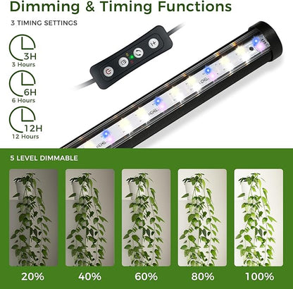 Grow Lights for Indoor Plants with Timer, 192 LEDs 42W Vertical Full Spectrum Grow Light 65 Inch Standing Grow Lights 3 Light Modes 5-Level Dimmable Wide Coverage
