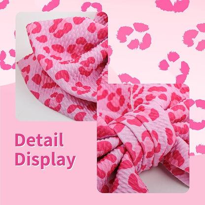 YanJie 7'' Bows for Baby Girl Pink Leopard Print Headbands for Girls Hot Pink Bow Toddler Hair Accessories Newborn Infant Baby Headband