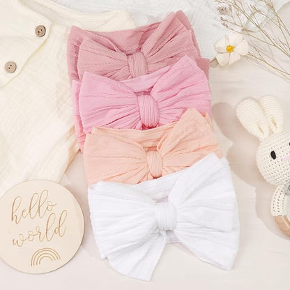 CÉLLOT 6 Pcs Baby Bows Headbands Nylon Hairbands Baby Girl Bows Hair Accessories for Newborn Infant Toddler Essentials (Avocado Series)