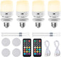 Minetom E26 Rechargeable Light Bulbs with Remote and Timer, Battery Backup Bulb with 12 Colors and Brightness Dimmable, 2300mAh 40W Equivalent LED Light Bulbs for Lamps Sconces Camping, 4 Pack