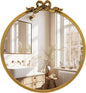 Vintage Round Mirror Antique Gold Vanity Mirrors 12inch Metal Ornate Circle Wall Mirror, Baroque Home Decor for Dressing Table, Bedroom