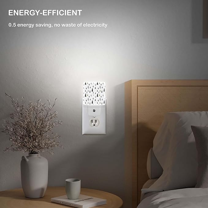 LED Night Light Lamp with Smart Sensor Dusk to Dawn Sensor,Winter Christmas Trees Night Light Daylight White,0.5W Plug-into Wall for Adults,Bedroom,Bathroom,Hallway,Kitchen