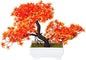 Mini Artificial Bonsai Tree Plants with Plastic Cement Pots for Home Office Décor(Orange)