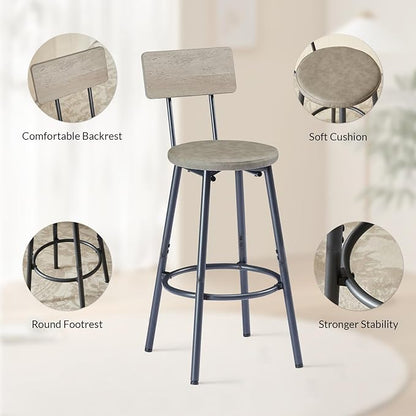 Rovibek Dining Table Set for 6, Bar Table and Chairs Set, Modern 6 Piece High Top Table and Chairs, Industrial Bar Height Pub Tables for Kitchen, Dining Room, Grey