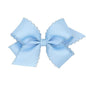 Wee Ones Girls' Classic Grosgrain Moonstitch Edge Hair Bow, No-Slip Hair Clip, Handmade, Millennium Blue, Medium