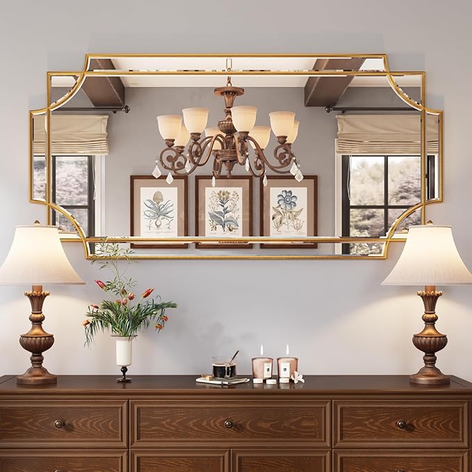 Kelly Miller 24"x48" Large Gold Mirror for Wall, Gold Traditional Wall Mirror Art Decorative Mirror Beveled Full Length Mirror Home Decor for Bathroom Living Room Bedroom Kitchen Farmhouse Entryway